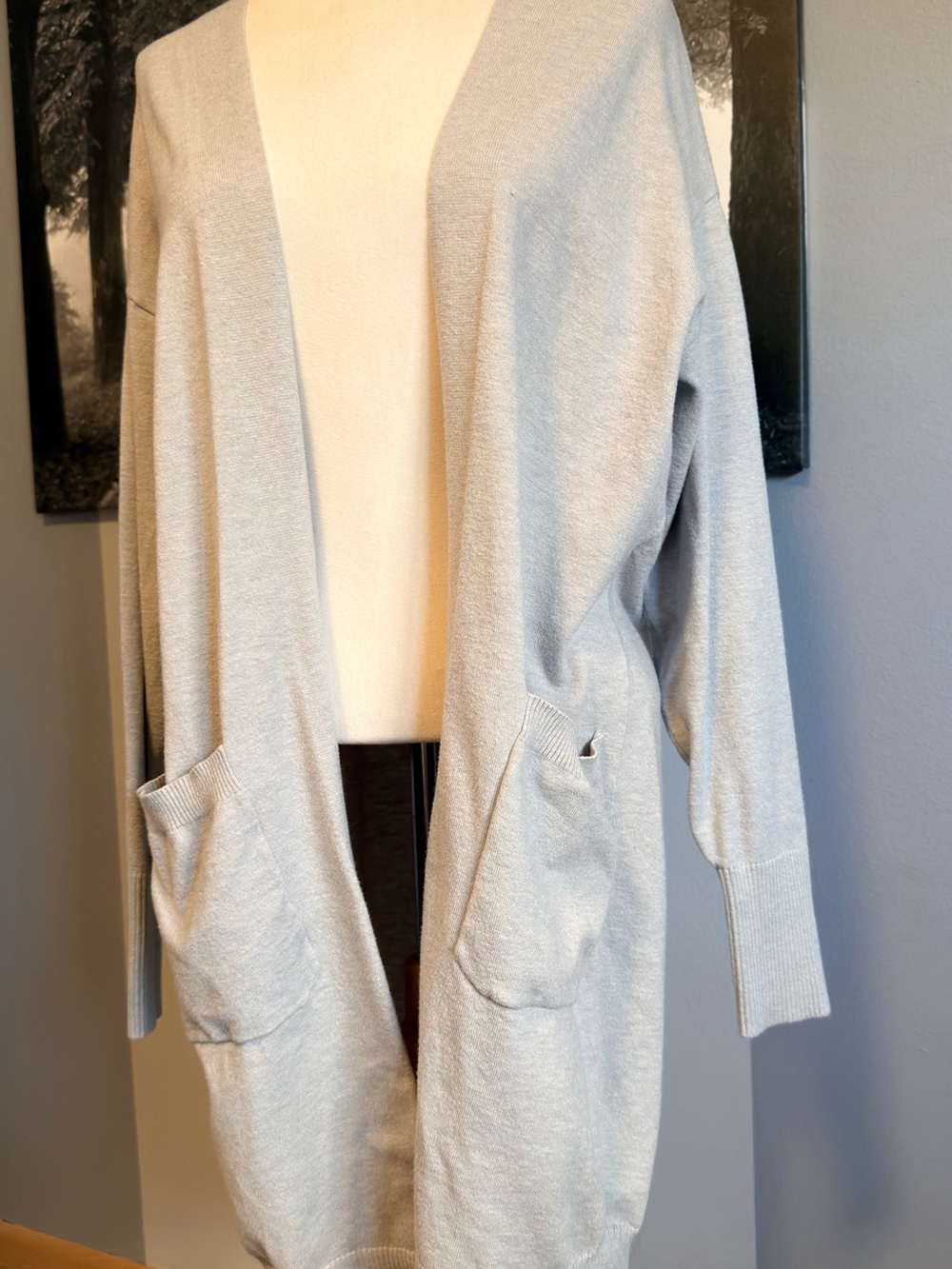 Express Light Gray Open-Front Pocket Cardigan